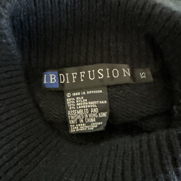 VTG IB Diffusion Black Knit Sweater Dress Metallic Geometric Silk 90's Womens XS - Picture 4 of 4